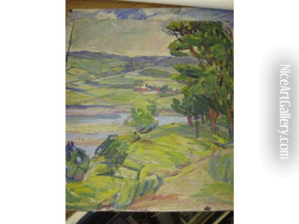 Spring Hillside Landscape Oil Painting - Kathryn E. Bard Cherry