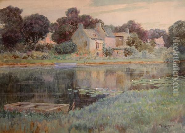 English Country House Oil Painting - William Lee Judson