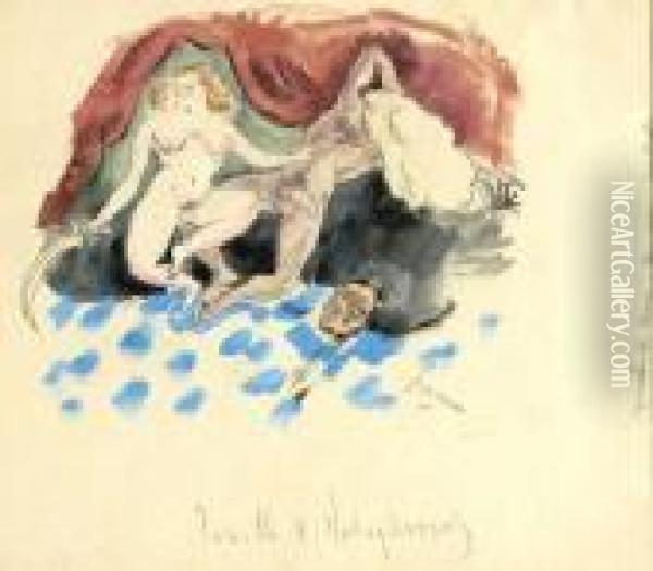 Judith And Holophernes Oil Painting - Jules Pascin