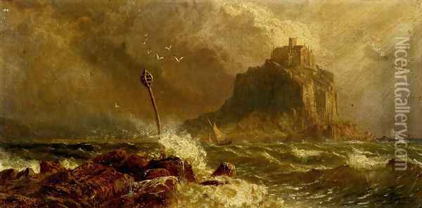 Blowing Fresh-Mounts Bay, Cornwall Oil Painting - John Mogford
