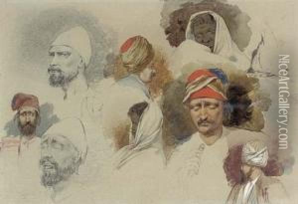 Study Of Eastern Heads And Figures Oil Painting - Richard Dadd