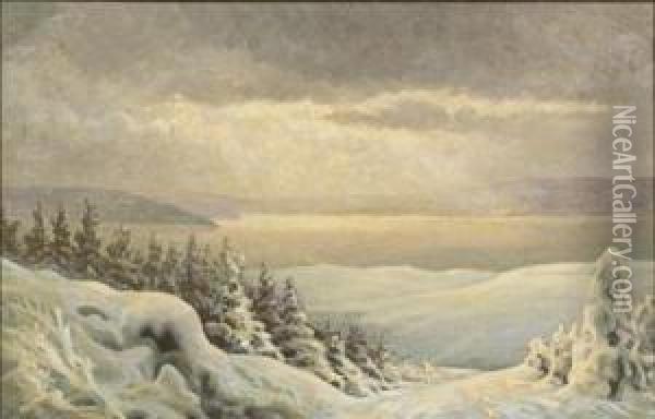 Winter Landscape Oil Painting - Hans Agersnap