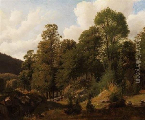 Sommerliche Waldlandschaft Oil Painting - Johan Mohr