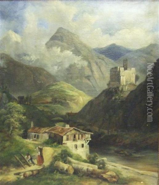 Paysage Des Alpes Oil Painting - Victor De Sprimont