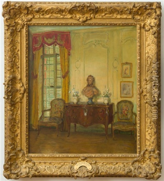 Interior With Commode And Two Fauteuils Oil Painting - Walter Gay