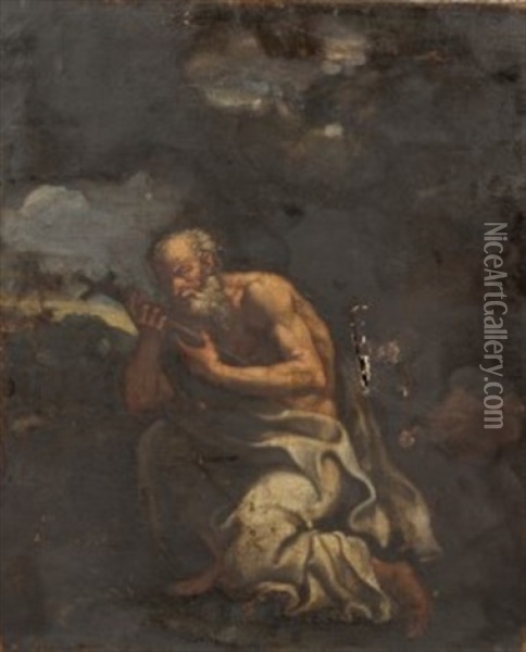 Saint Paul The Hermit In The Wilderness, Holding A Cross Oil Painting - Jusepe de Ribera