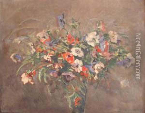 Bouquet D'anemones Oil Painting - Czeslaw Zawadzinski