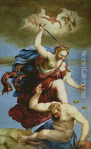 The Triumph of Justice over Rebellion Oil Painting - Giambattista Ponchino