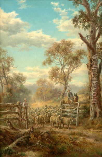 Changing Paddocks Oil Painting - James Alfred Turner