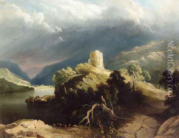 View of Dolbadern Castle, North Wales Oil Painting - John Martin