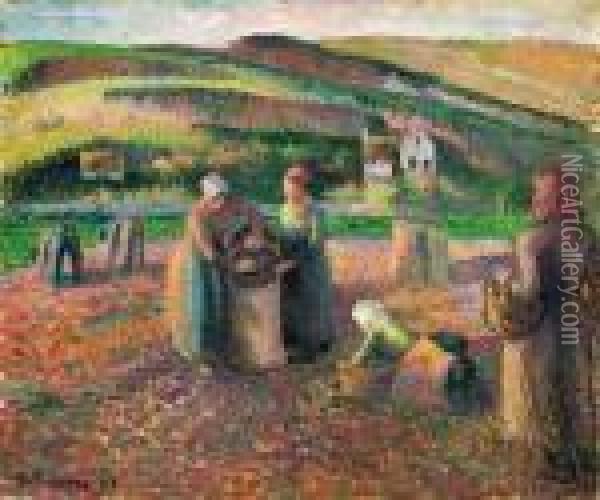 La Recolte Des Pommes De Terre Oil Painting - Camille Pissarro