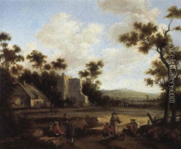 Scene De Village Oil Painting - Cornelis Droochsloot