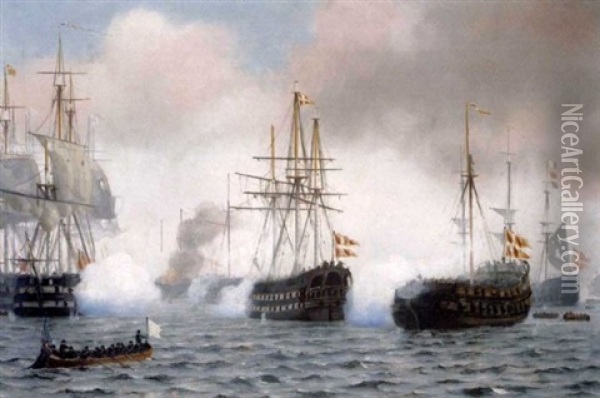 The Battle Of Copenhagen Dispatch Oil Painting - Carl Johann Neumann