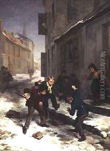 Children Chasing a Rat Oil Painting - Andre Henri Dargelas