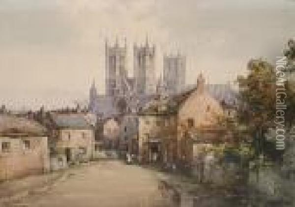 Lincoln Cathedral Oil Painting - Noel Harry Leaver