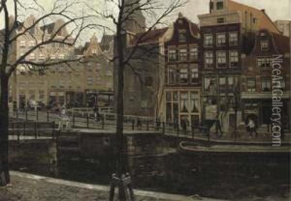 The Korte Prinsengracht Near The Haarlemmerstraat Oil Painting - Dirk Johannes Van Haaren