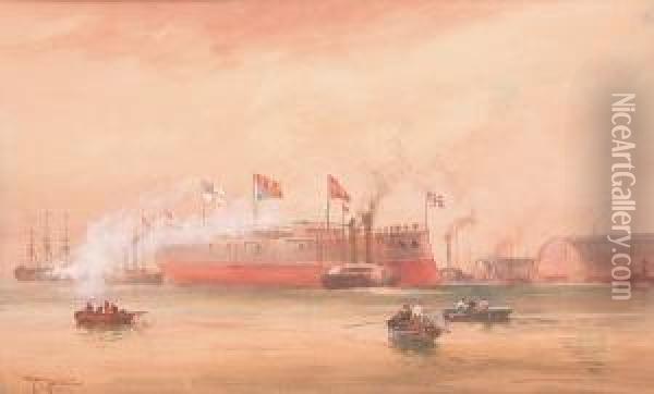 The Launching Of The King Edward Vii Oil Painting - George Henry Jenkins