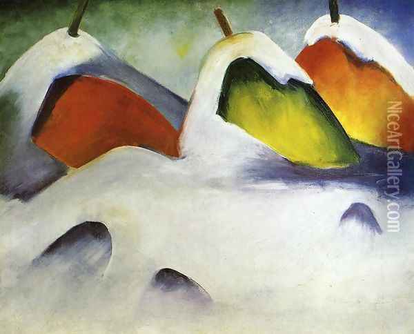 Haystacks In The Snow Oil Painting - Franz Marc