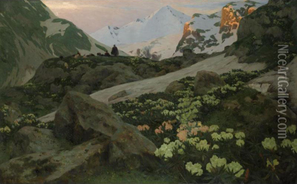 Mountain View Oil Painting - Ivanovich Anton Kandaurow