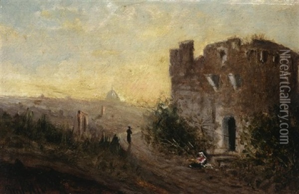 Auf Der Landstrase Vor Den Toren Von Rom Oil Painting - Wilhelm Hjorth