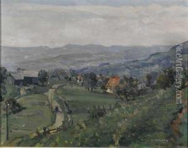 Landschaft Im Zurcher Oberland. Oil Painting - Alfred Marxer