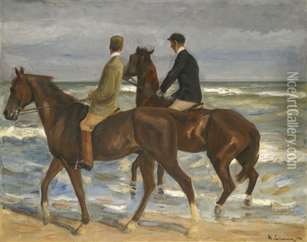 Zwei Reiter Am Strand Nach Links (two Riders On The Beach To The Left) Oil Painting - Max Liebermann