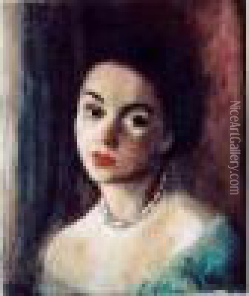 Femme Au Collier De Perles Oil Painting - Vera Rockline