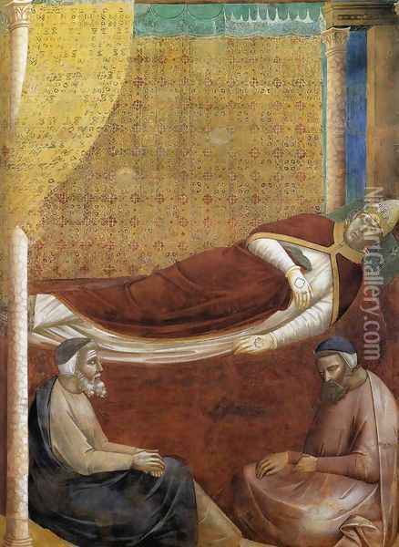 Legend of St Francis- 6. Dream of Innocent III (detail 2) 1297-99 Oil Painting - Giotto Di Bondone