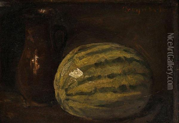 Zatisie S Melonom Oil Painting - Imre Greguss
