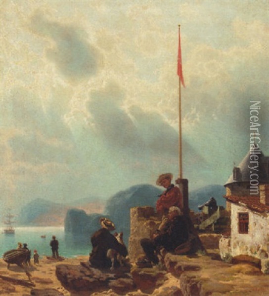 Leaving Port Oil Painting - Johann-Wilhelm Cordes