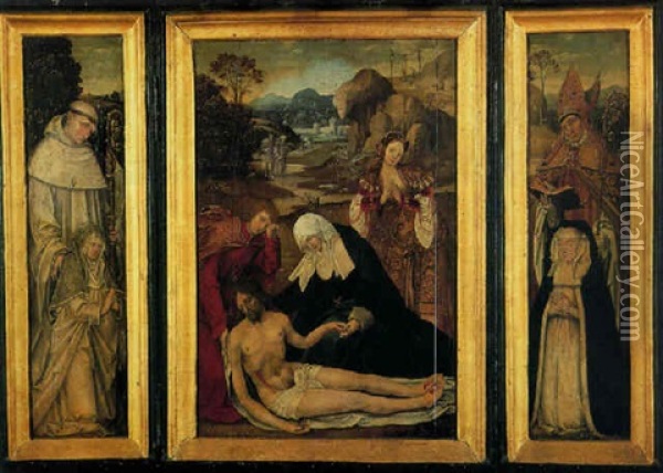 La Deploration Du Christ Mort Oil Painting - Bartholomaeus (Barthel) Bruyn the Younger