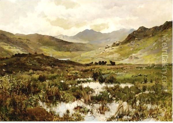 Snowdon From Capel Curig Oil Painting - Alfred de Breanski