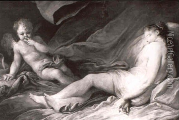 Venus Et L'amour Oil Painting - Jean Baptiste Henri Deshays
