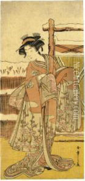 Osagawa Tsuneyo Ii In An Unidentified Role Oil Painting - Katsukawa Shunsho
