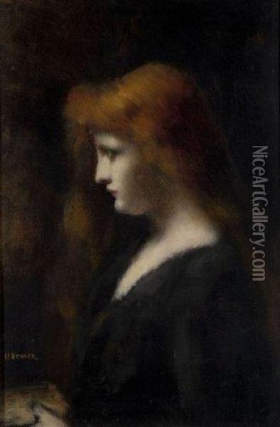 Meditation Oil Painting - Jean-Jacques Henner