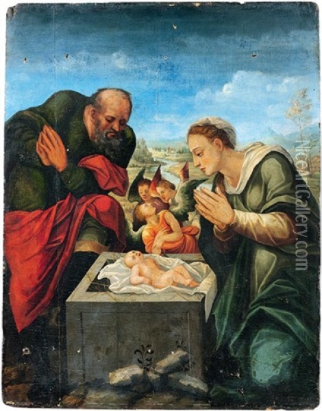 Macip_vicente L'adoration De L'enfant Jesus Oil Painting - Vicente Masip