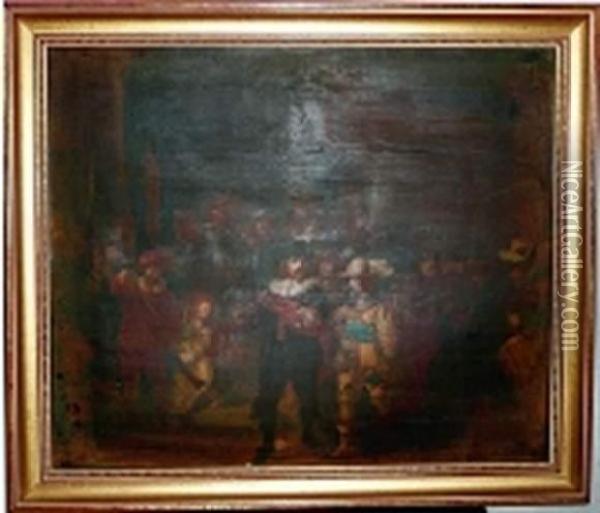  La Ronde De Nuit  Oil Painting - Rembrandt Van Rijn