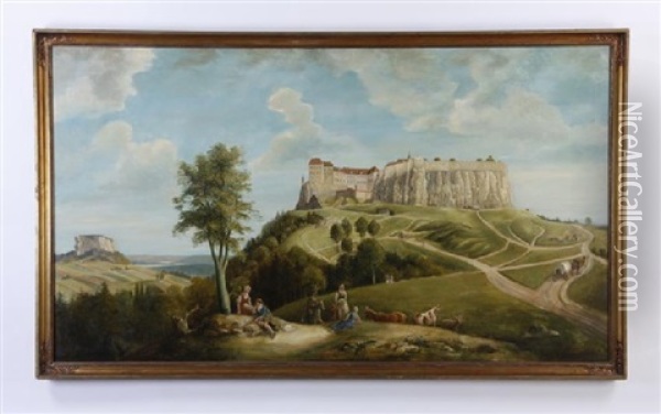 Fortress Of Konigstein Oil Painting - Bernardo Bellotto