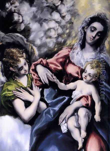 The Virgin and Child with St Martina and St Agnes (detail) 1597-99 Oil Painting - El Greco (Domenikos Theotokopoulos)