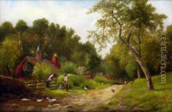 Arley On Severn Oil Painting - Alfred Banner