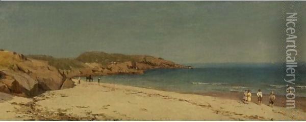Along The Beach, Cape Ann, Massachusetts Oil Painting - Sanford Robinson Gifford