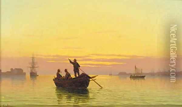 Venetian fishermen returning home Oil Painting - Pietro Galter