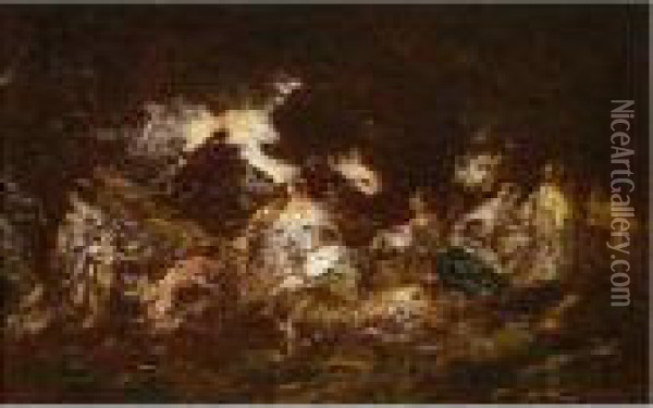 Decameron. Oil Painting - Adolphe Joseph Th. Monticelli