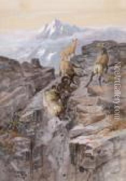 Bighorn Sheep - Winner Take All Oil Painting - Charles Marion Russell