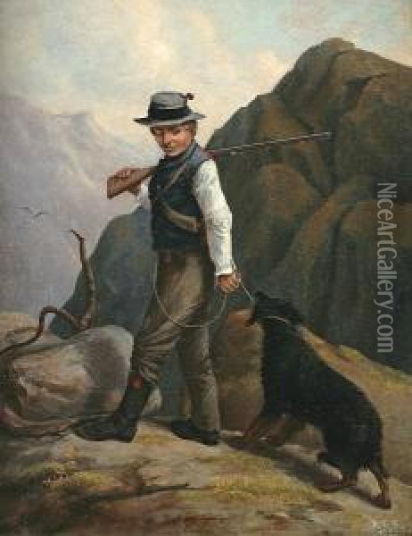 Peleg White (the Jolly Old Hunter) Oil Painting - James Long Scudder