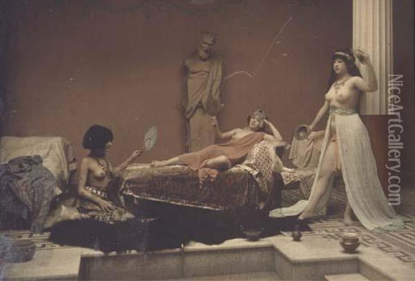 Group Nude Study, After The Antique Oil Painting - Mante Louis A. & Goldschmidt Edmond
