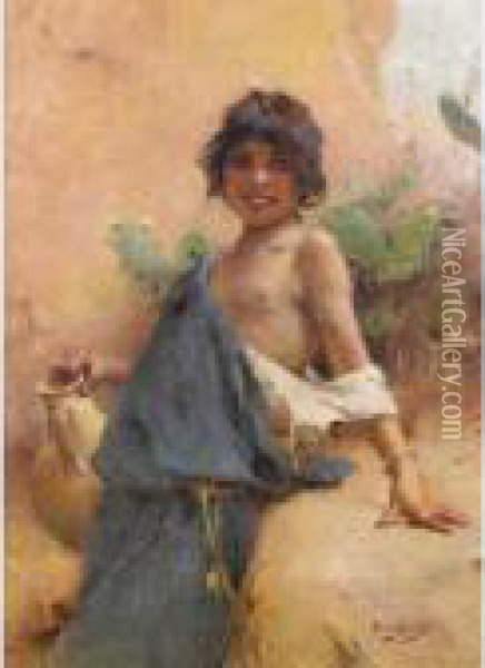 La Jeune Tunisienne Oil Painting - Auguste Emile Pinchart