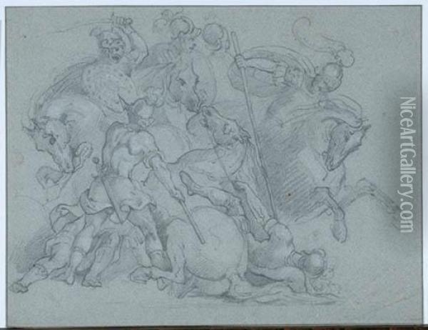 Combat De Cavaliers, Vers 1809-1812 Oil Painting - Theodore Gericault