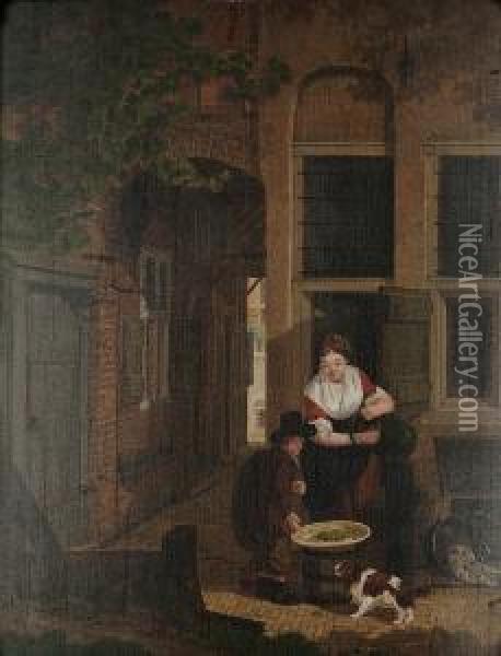 The Vegetable Seller Oil Painting - Jan Hendrik Verheijen
