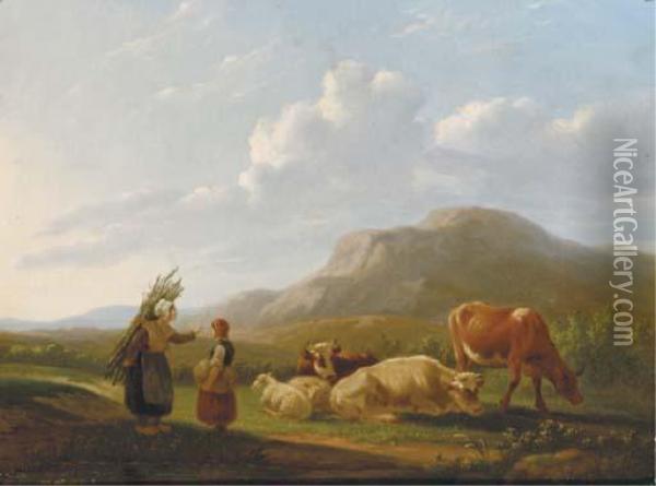 A Summer Landscape With Cattle Oil Painting - Matthijs Quispel